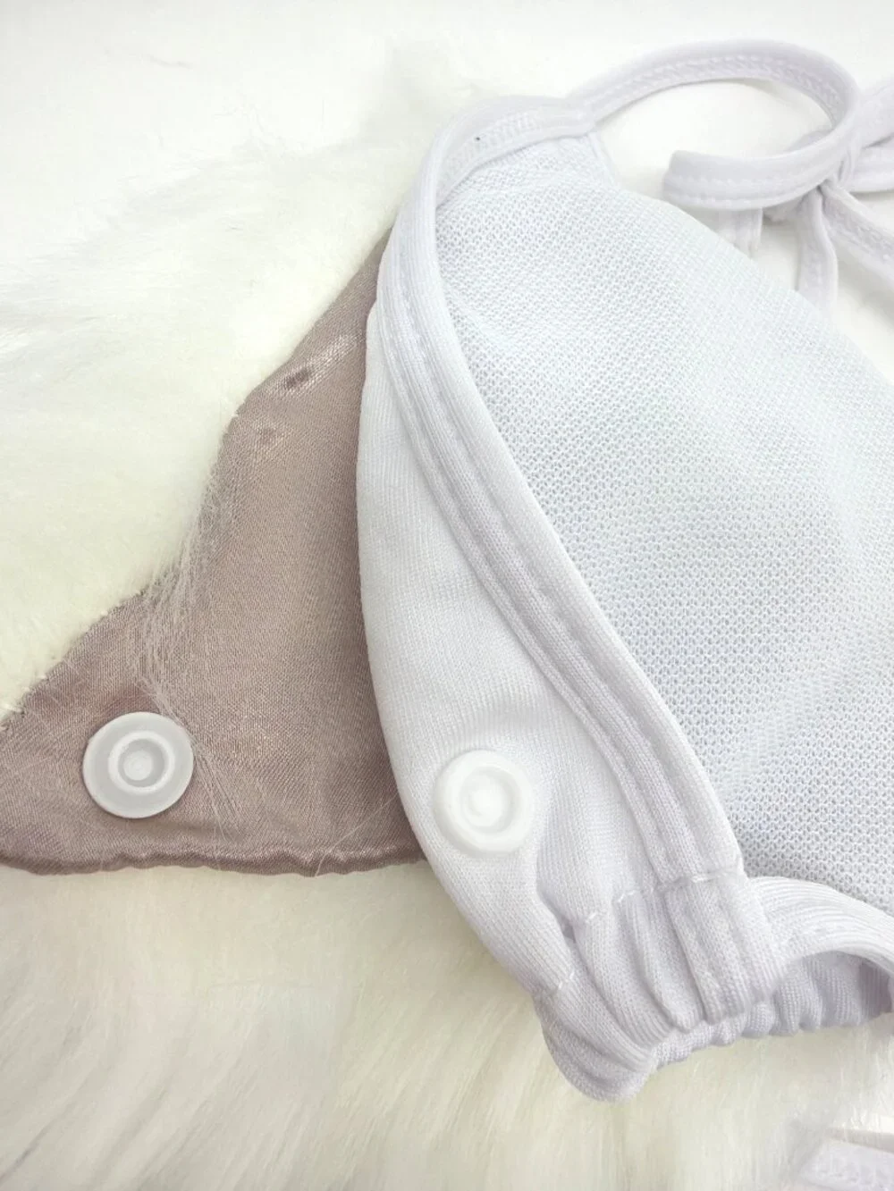 White Rave Faux Fur Two Piece Bikini Size OS